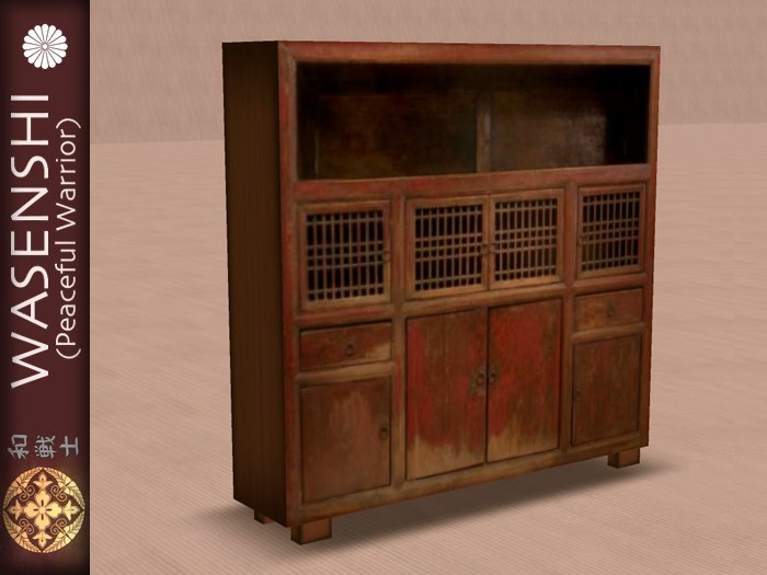 Second Life Marketplace - Antique Japanese Kitchen Cupboard-1